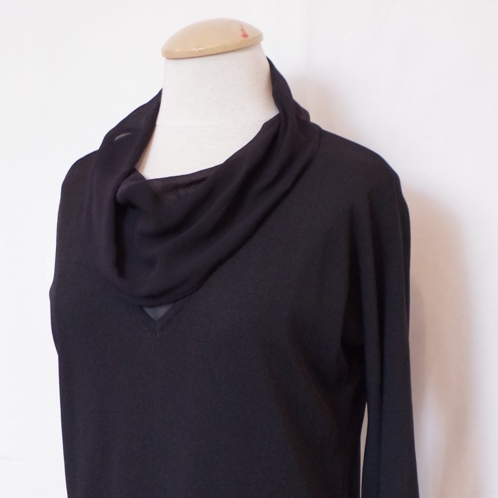 Max Mara Relaxed Fit Knit Top w/Chiffon Collar- Sz. Sm - Picture 5 of 6